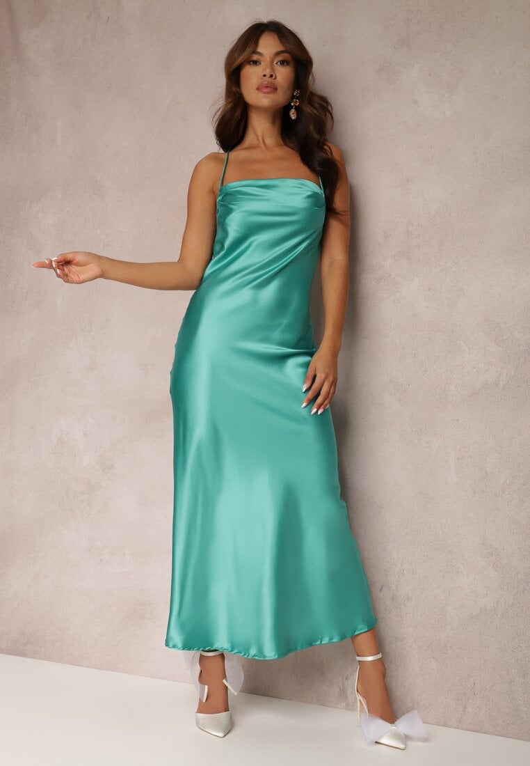 Rochie Verde Satinată Chusposea