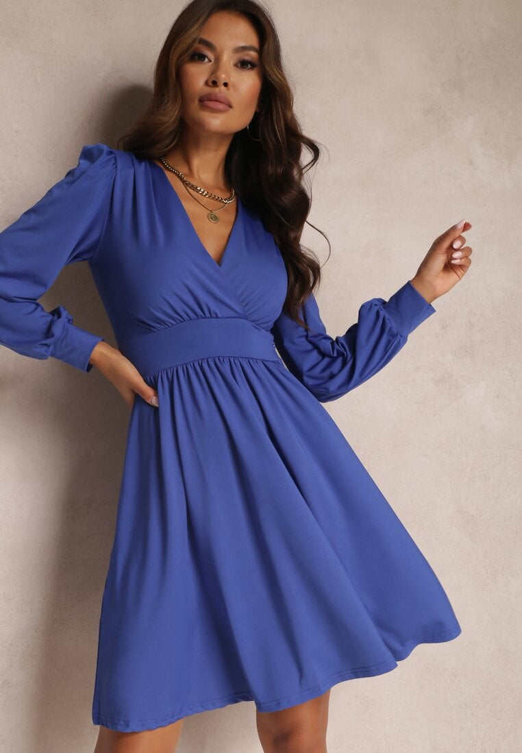 Rochie albastră în stil portofel Hosidius