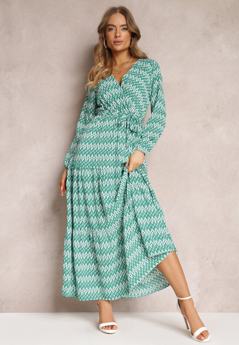 Rochie Verde Evazată cu elastic în talie Kefem