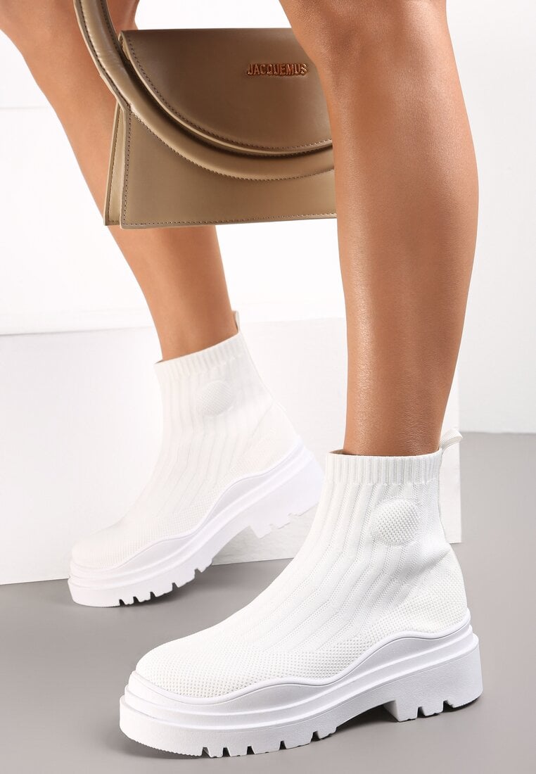 Botine Albe cu Carâmb Elastic Ganeon