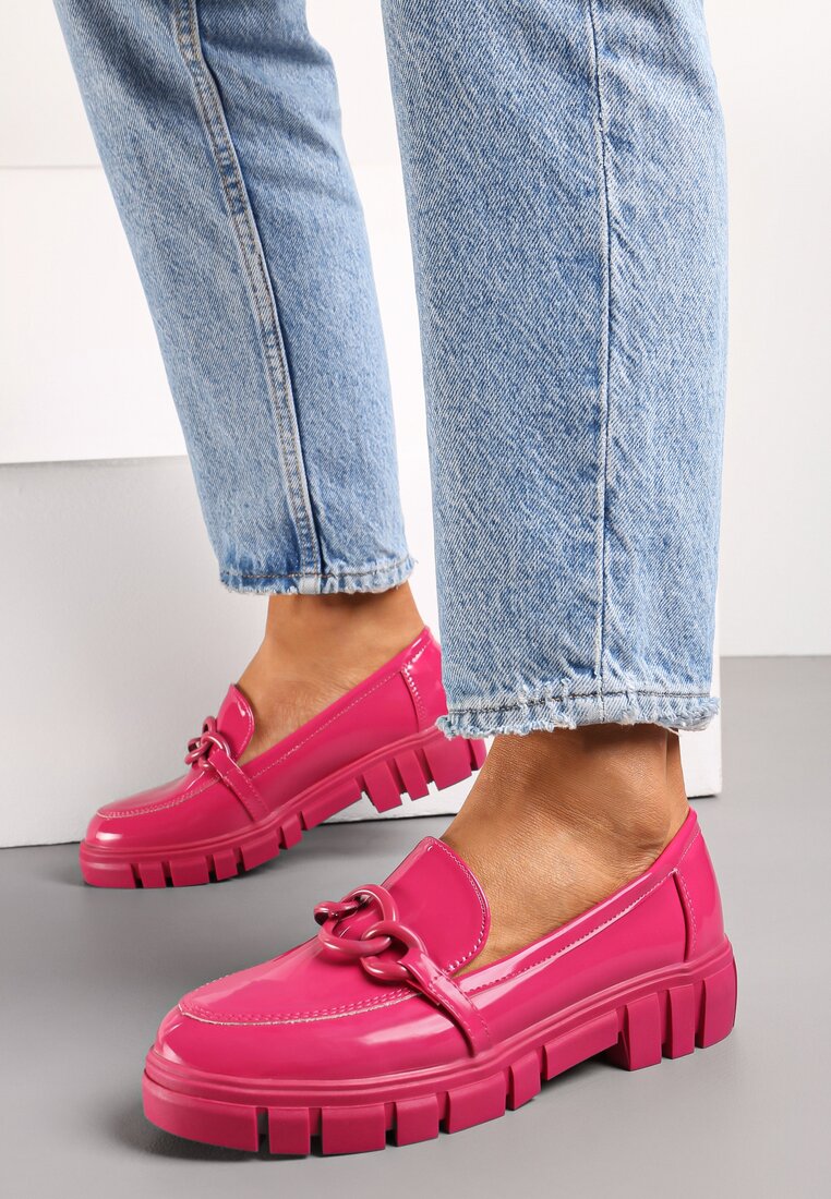Mocassini Fucsia cu branț din piele Iphiasne