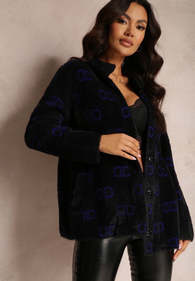 Cardigan Negru-Bleumarin Cu nasturi Arcite
