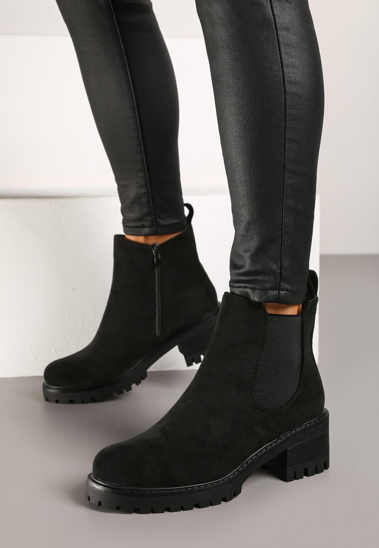 rurumu: ブーツ Czarne Botki na Słupku Ruiha - Renee