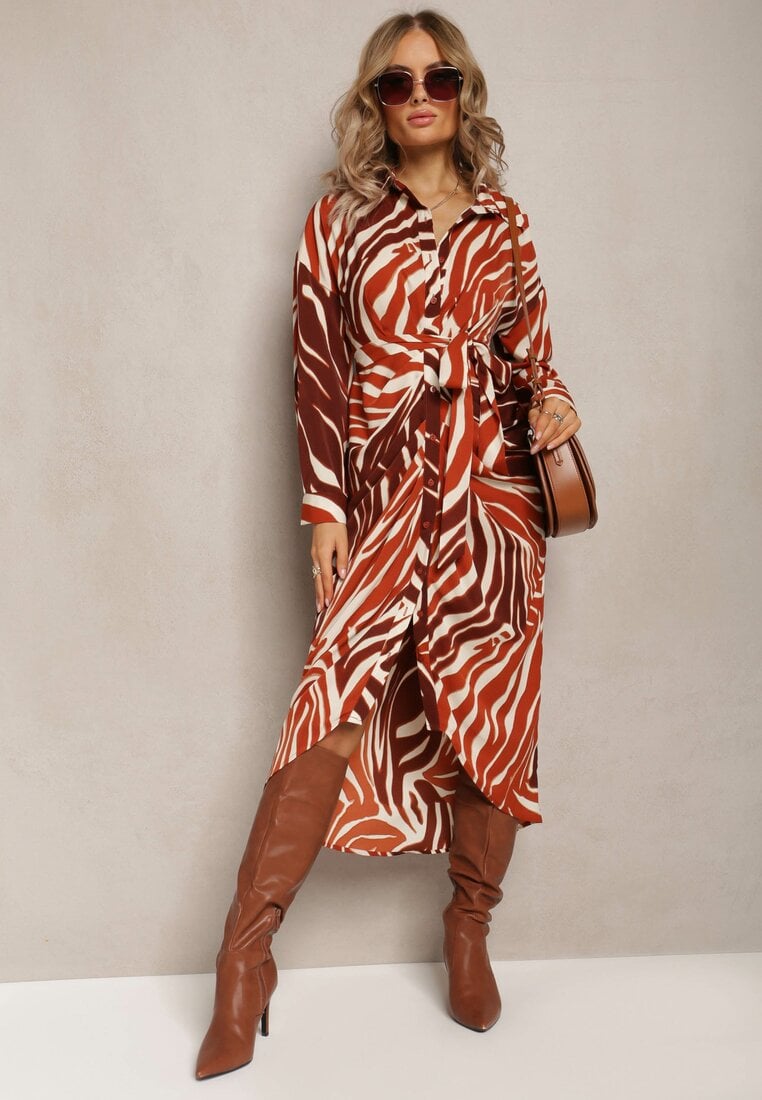 Rochie cămașă Maro cu imprimeu zebră Maimuna