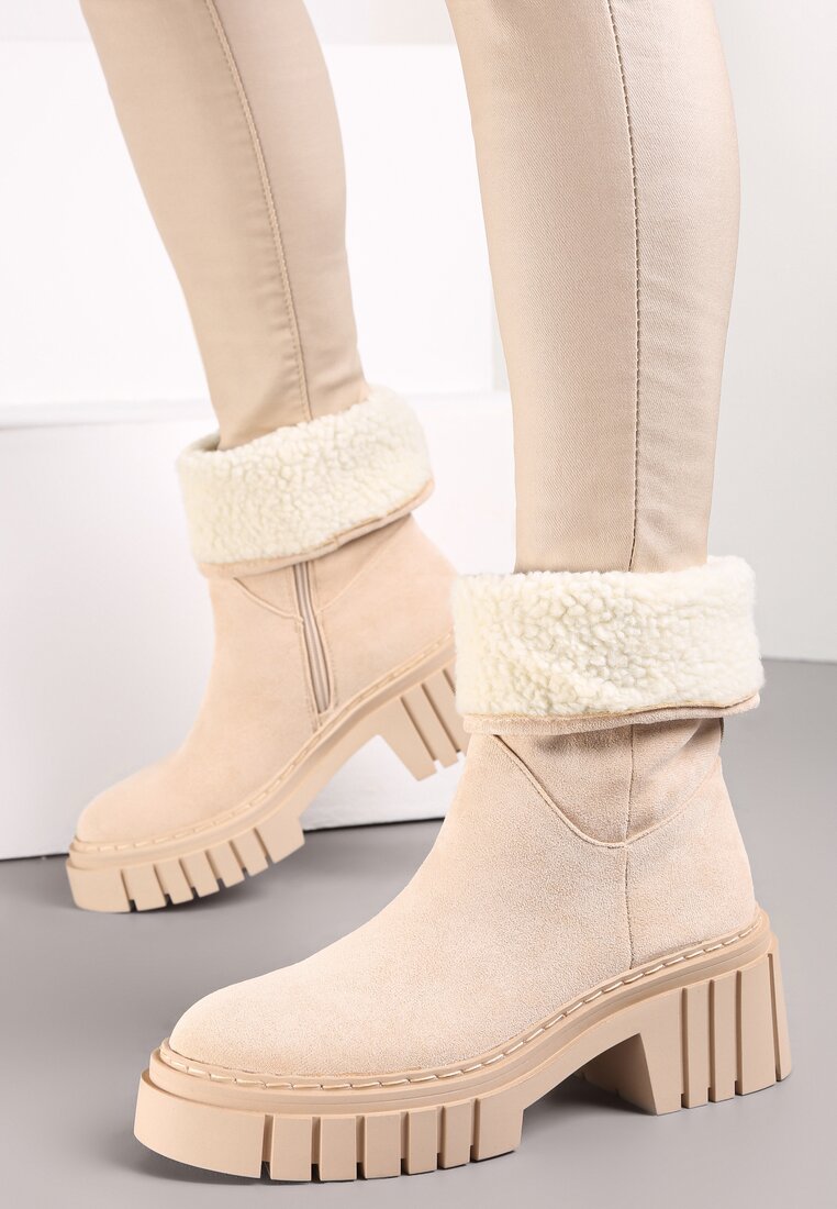 Botine bej cu talpă groasă Lymall
