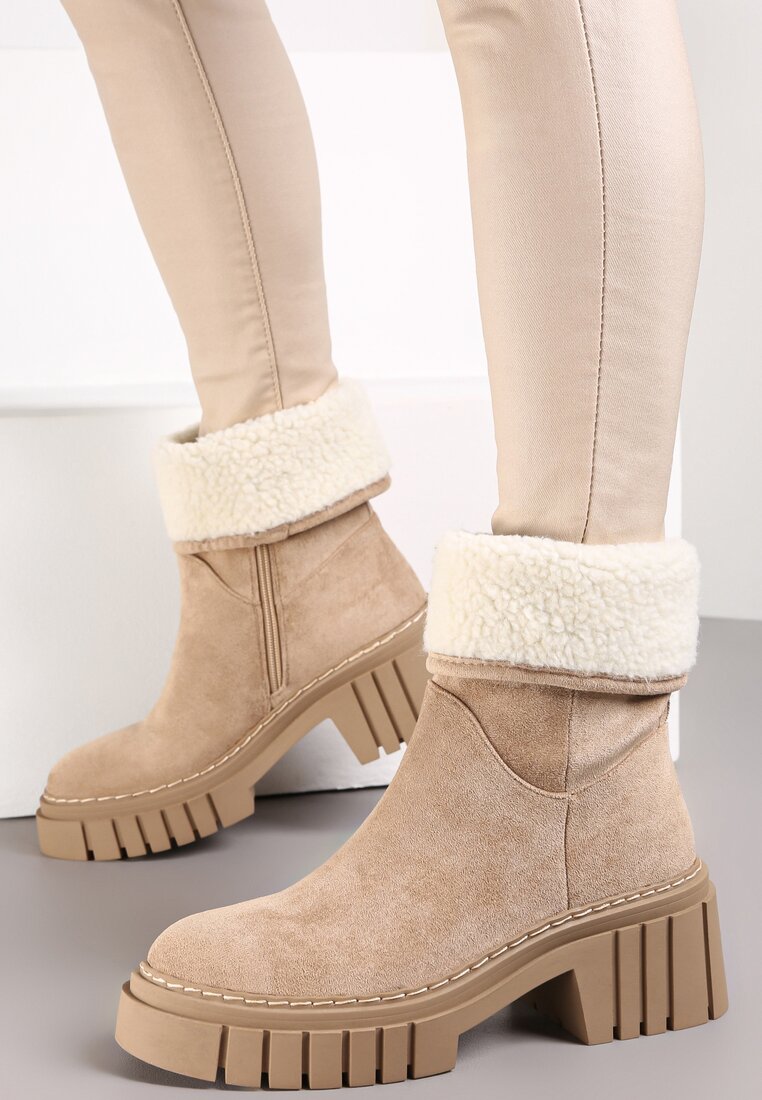 Botine Bej închis cu talpă groasă Lymall