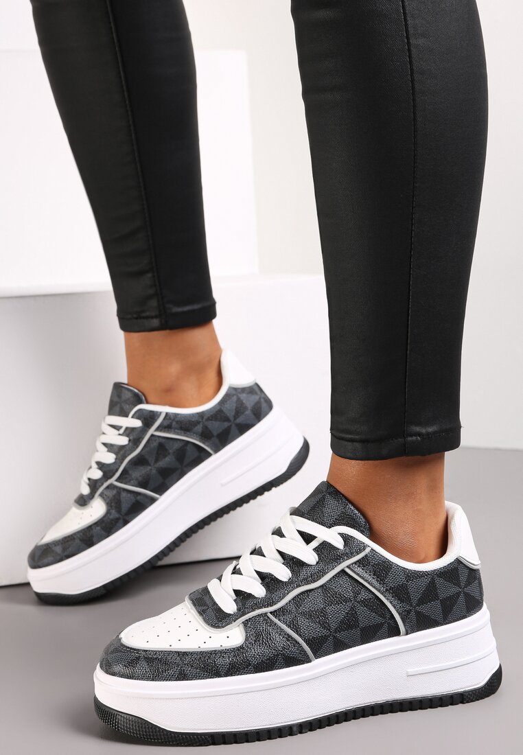 Adidași Gri cu Model Geometric pe Platformă Vihid