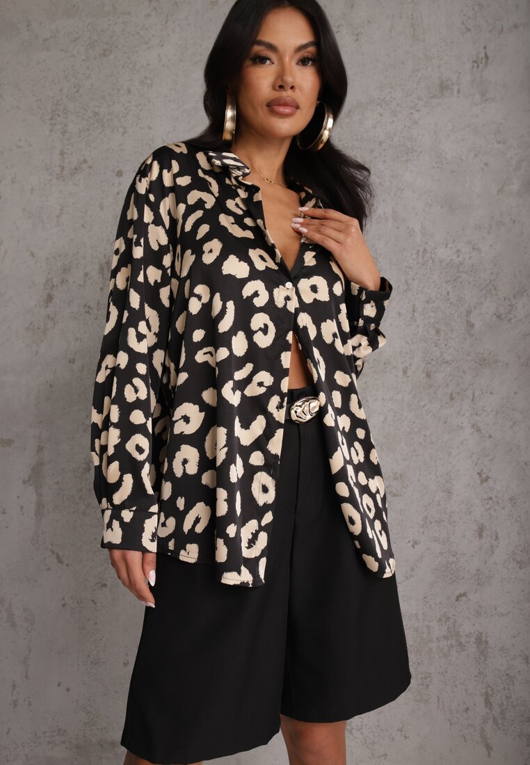 Cămașă Neagră Încheiată cu Pete Cenin