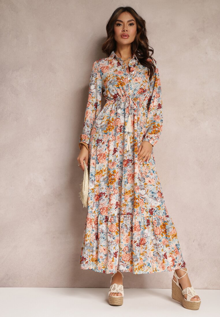 Rochie Albastră deschisă cloș cu flori Rotu