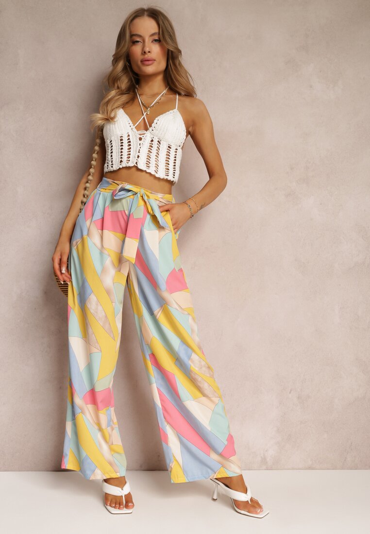 Pantaloni Bej Largi cu Legătură Sanitis