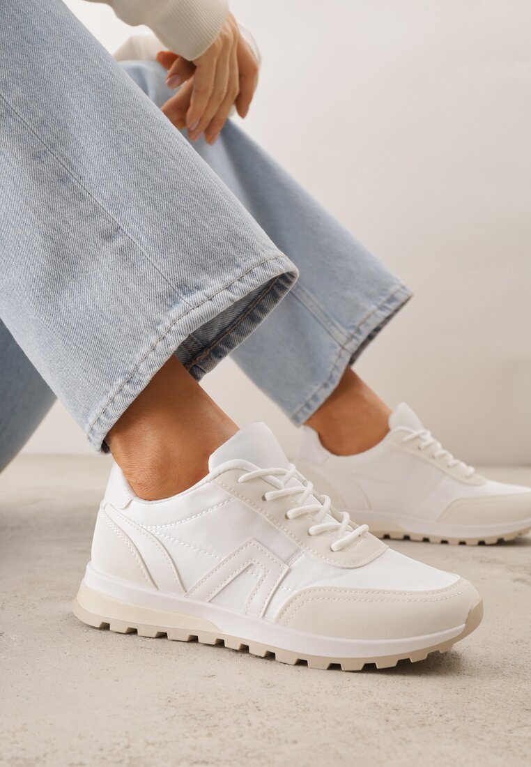 Sneakersi Albi Cu șireturi Cashe