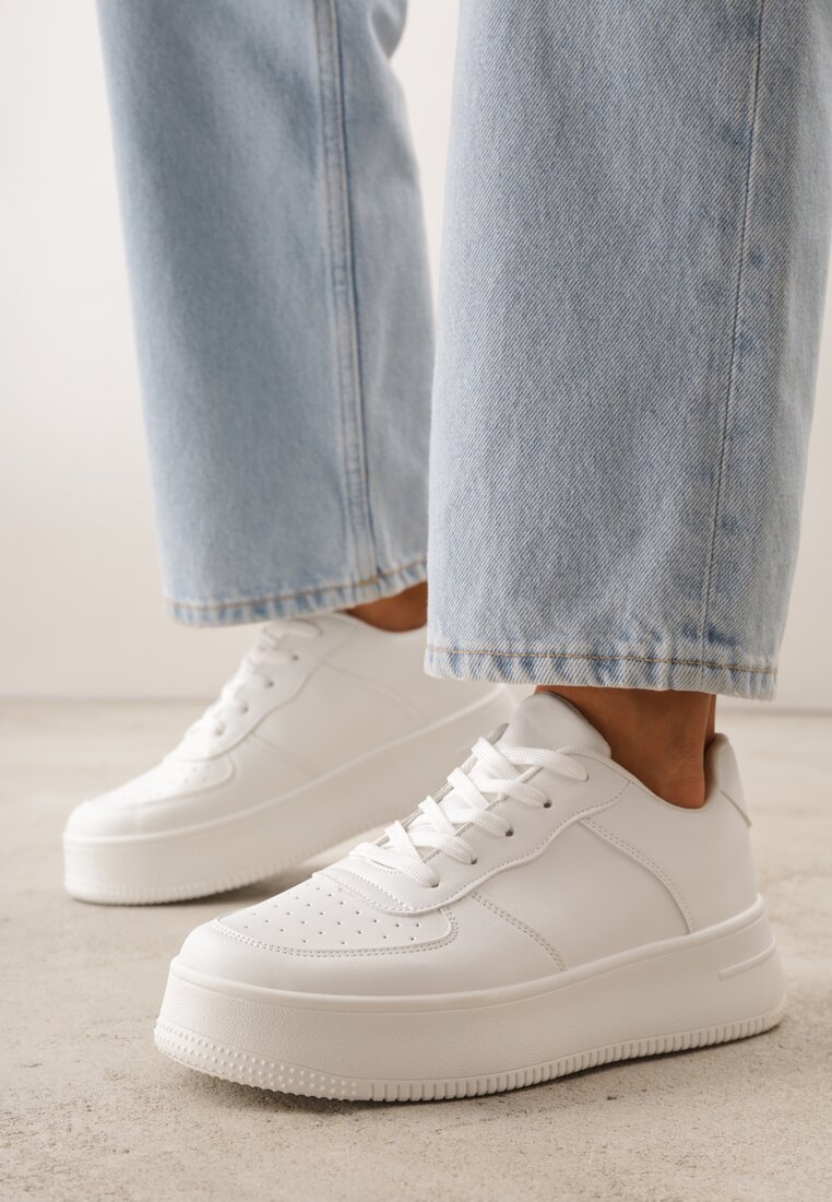 Adidași albi cu șireturi cu platformă cu talpă zimțată Arvilla