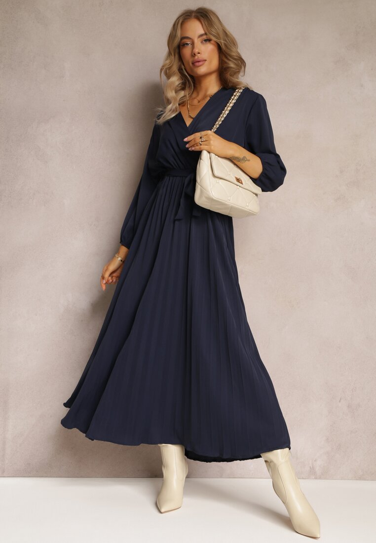 Rochie Granat petrecută cu elastic și curea în talie, plisată Kaylina