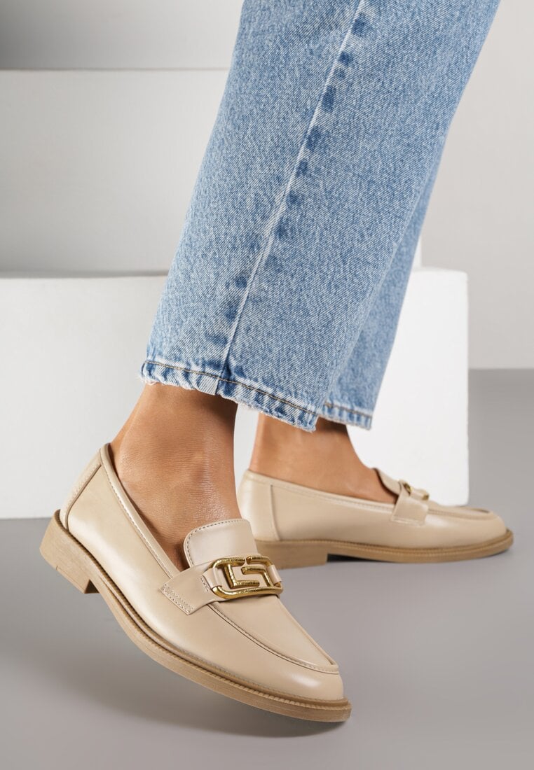 Mocasini Bej Slip-on cu cataramă Wesley