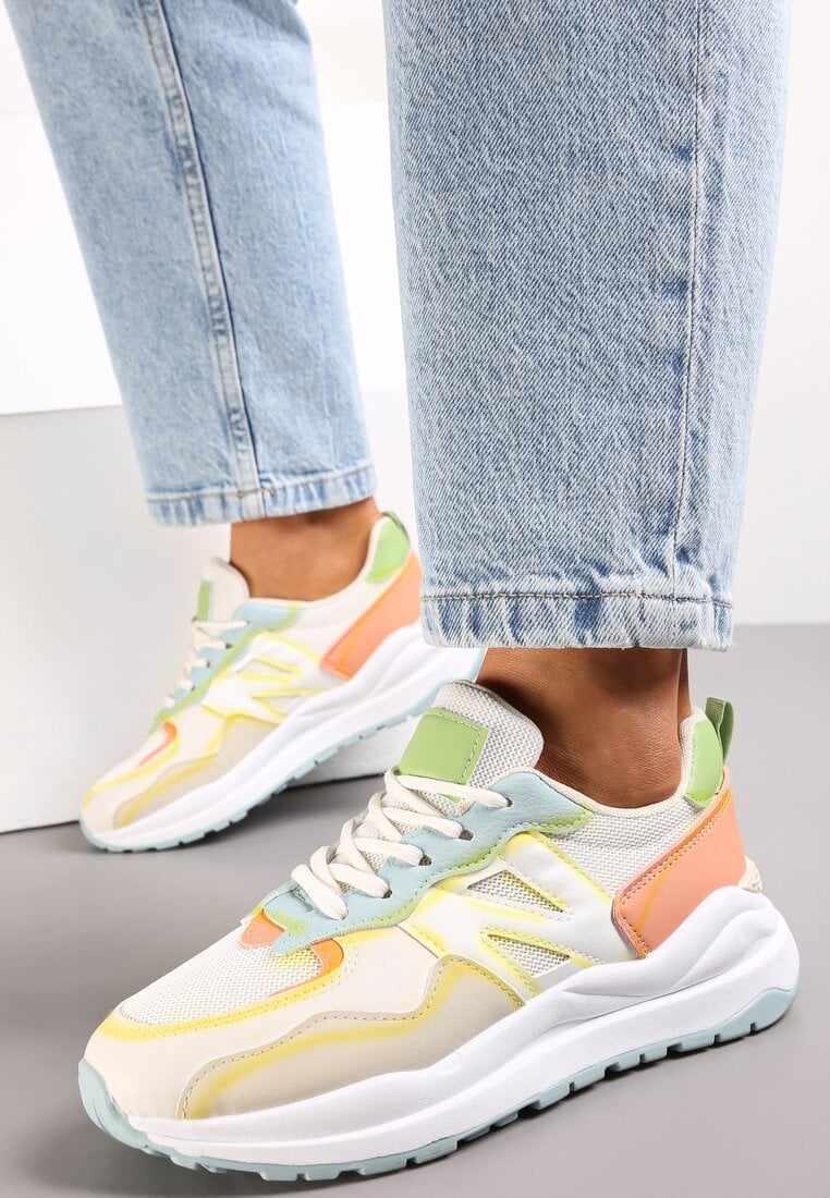 Adidași Alb-Portocalii Sub Gleznă Decorați Cu Cusături Flallesi