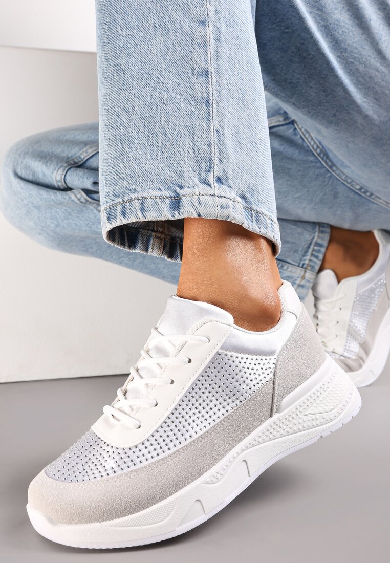 Sneakers Argintii cu Circonii Fine Hinekle