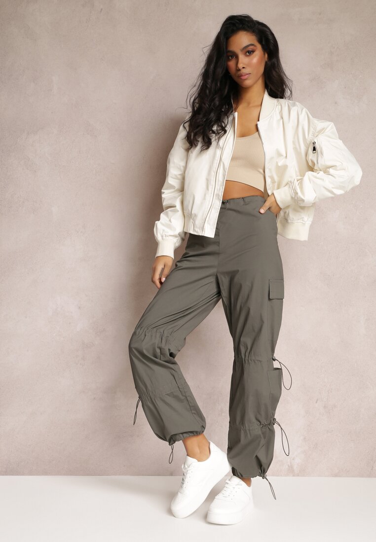 Pantaloni Verde închis Parașută Cargo cu Opritori Reglabili Sterise