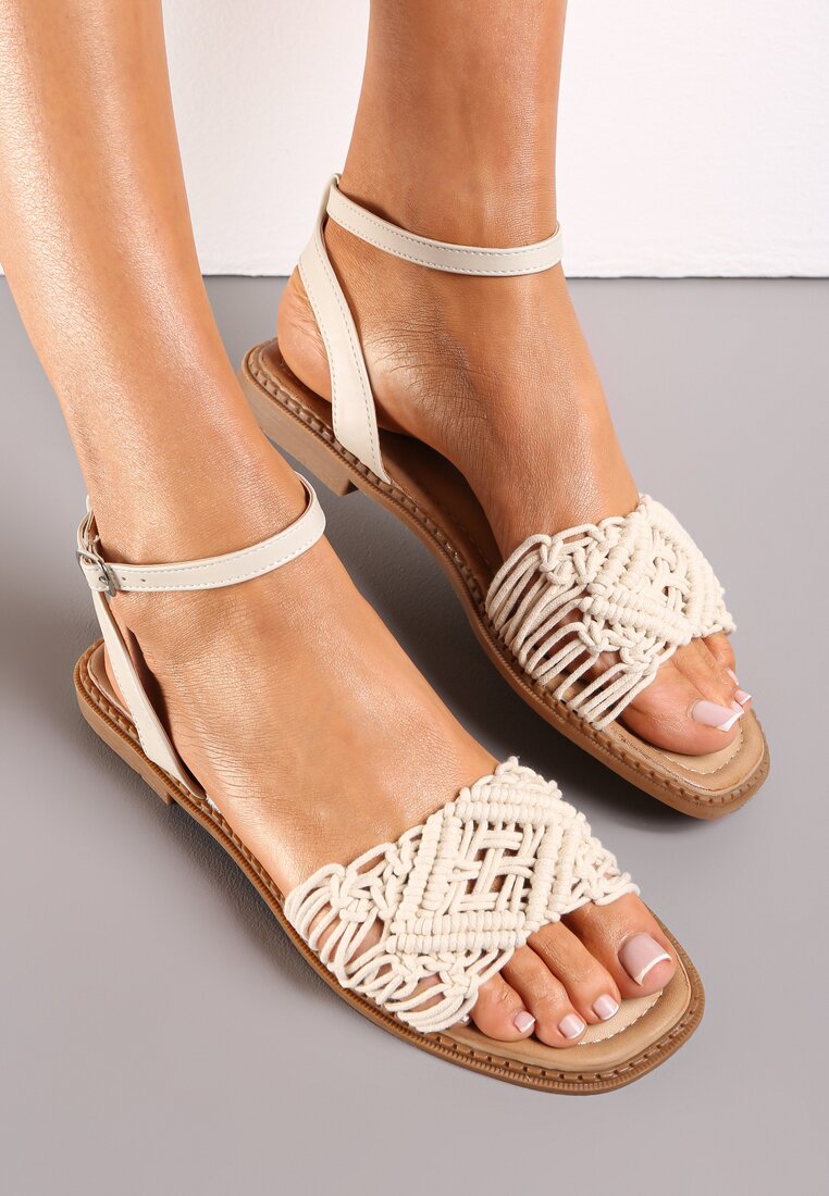 Sandale Bej cu Barete Împletite Beula