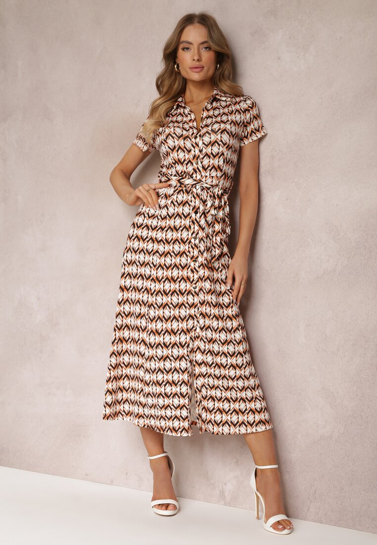 Rochie Bej-Vișiniu de Mamă Tip cămașă Legată în talie Maevana