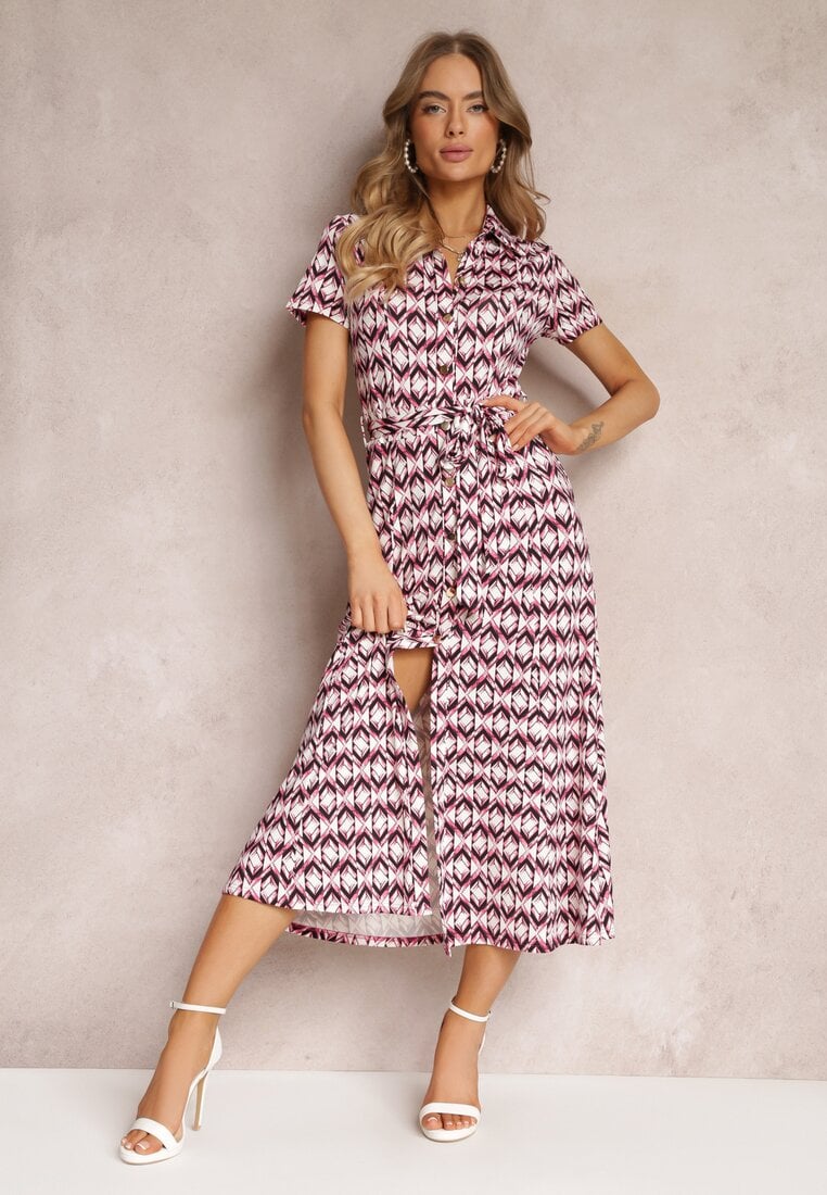 Rochie Fucsia Mamci Tip cămașă Legată în talie Maevana