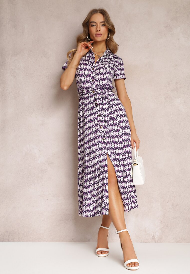 Rochie Mov Mamci Tip cămașă Legată în talie Maevana