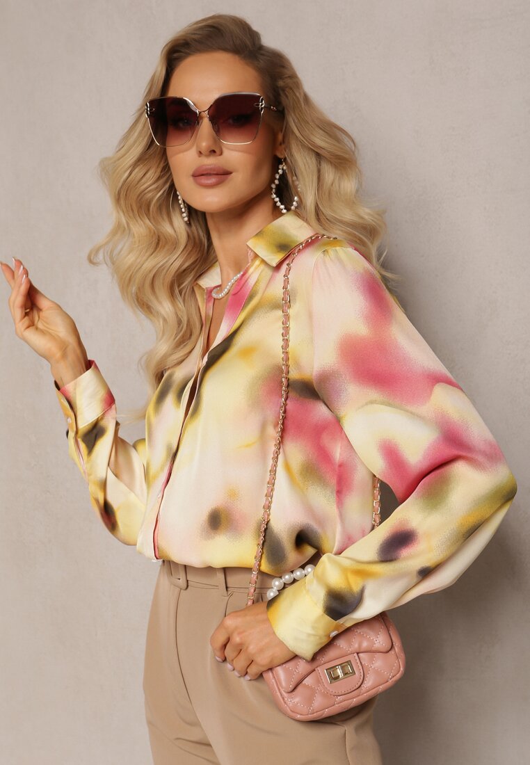 Cămașă Modelată Galbenă cu nasturi și mâneci lungi cu manșete Skadi