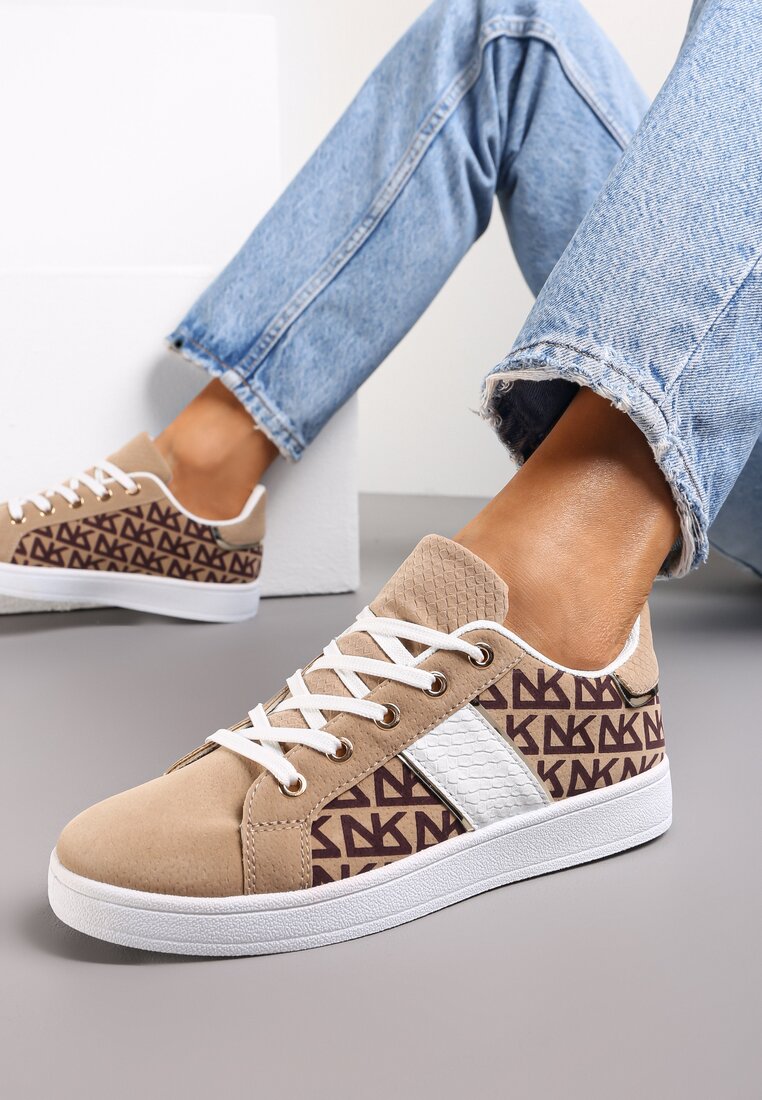 Sneakers Bej cu imprimeu Casica