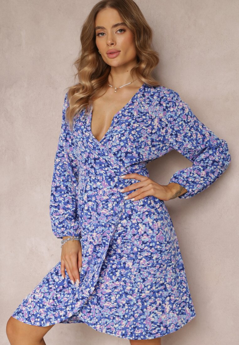 Rochie Bleumarin Midi cu Decolteu petrecut și Elastic în talie Sorioli