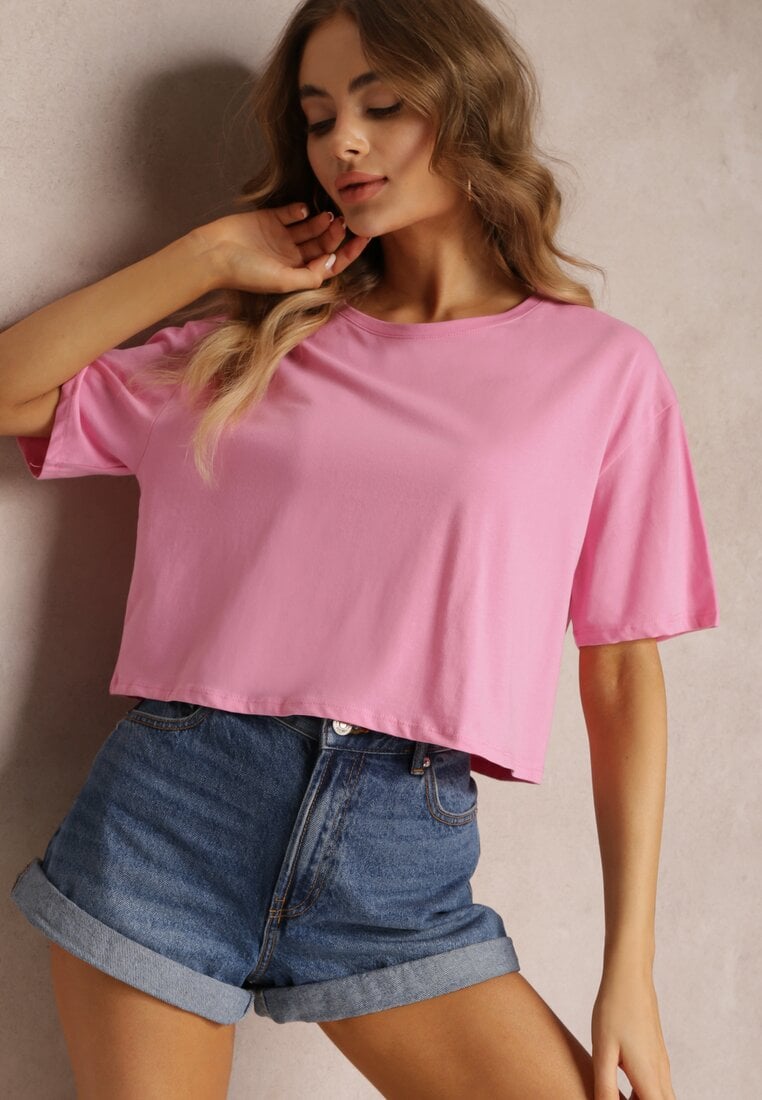Tricou Roz deschis Cropped Oversize Brighta