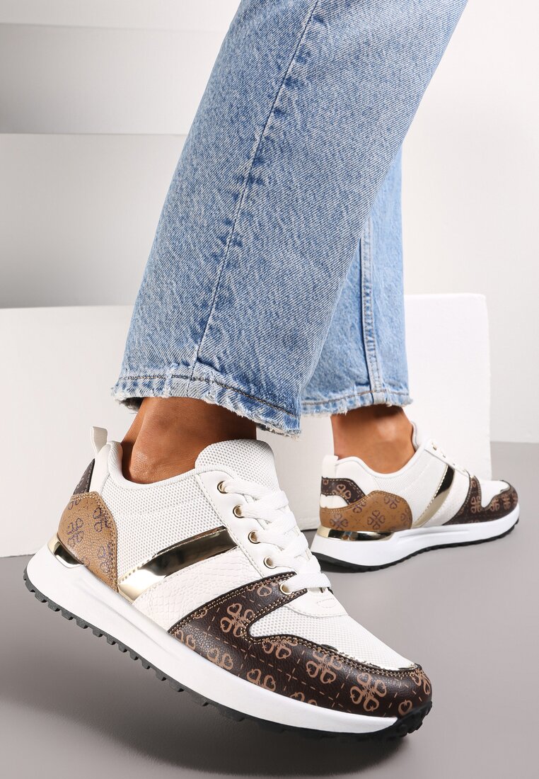 Sneakerși Albi cu model sub gleznă cu talpă groasă Odenia