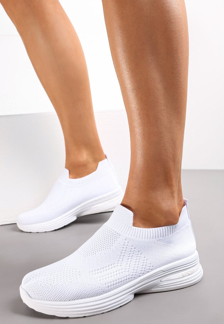 Pantofi sport slip-on albi cu talpă plată Sheina