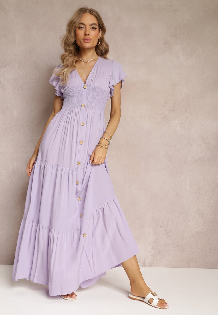Rochie Violetă din Viscoză Heeny