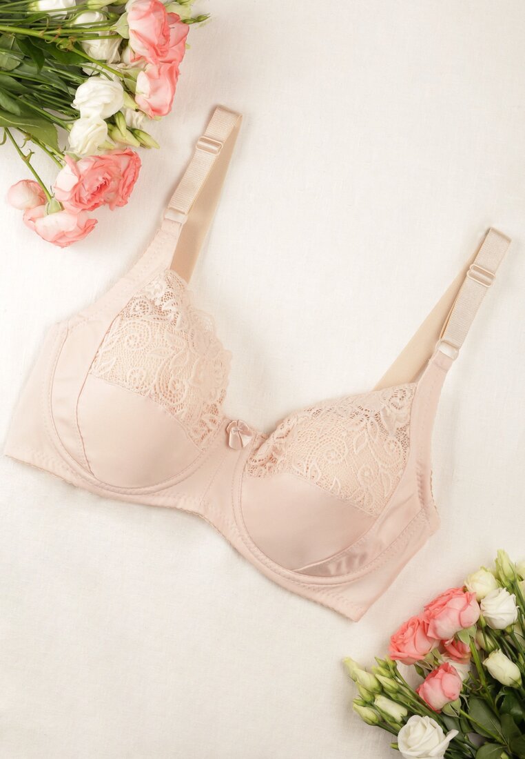 Sutien Bej Deschis Dantelat cu bretele reglabile Allis