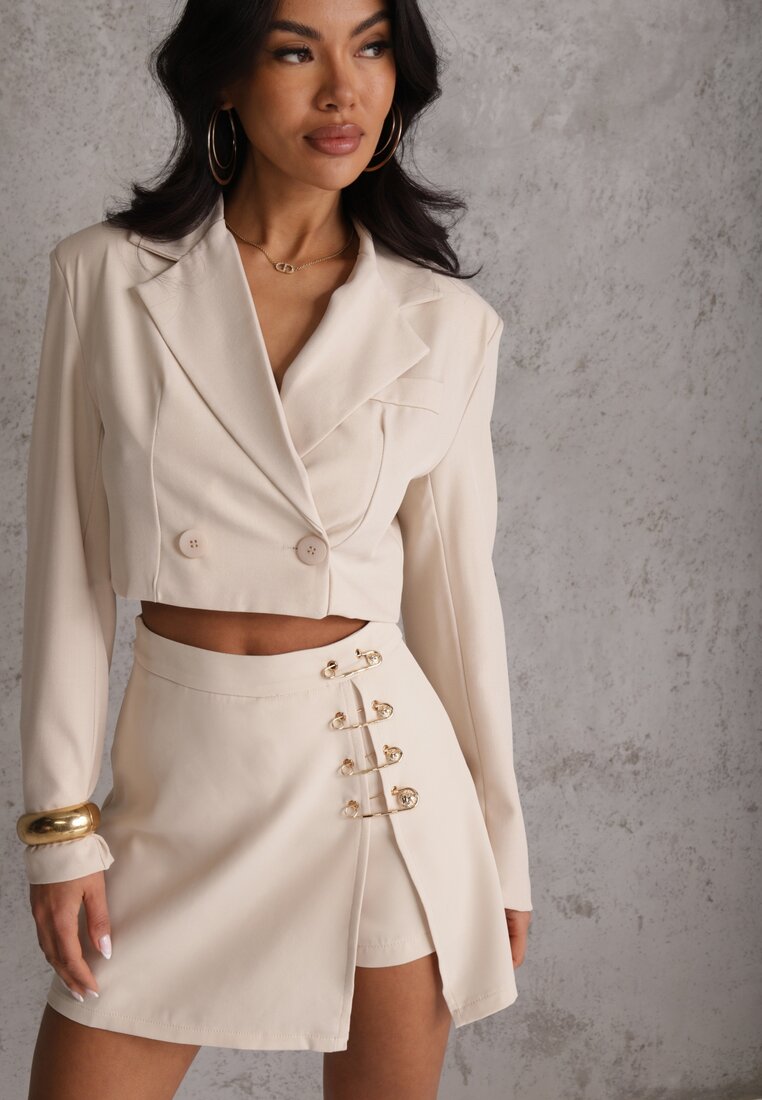 Pantaloni scurți Bej Fustă-pantaloni cu Agrafe Fintta