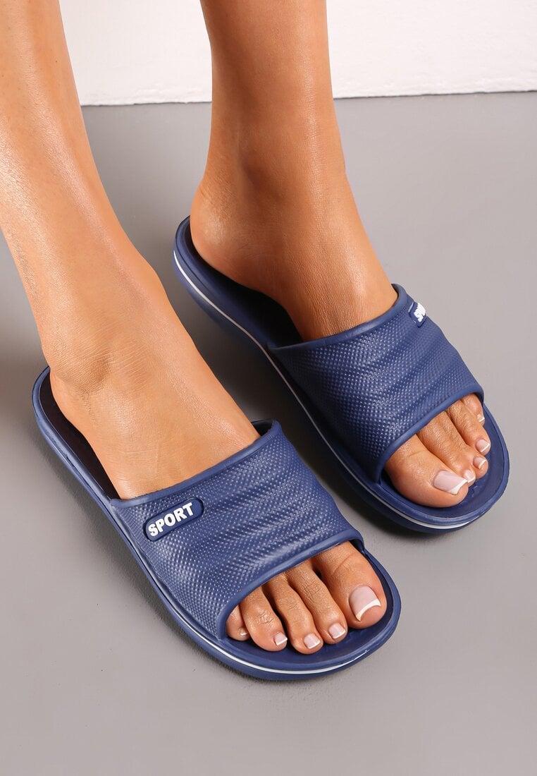 Papuci Bleumarin de Piscină cu Baretă Lată Sayeh