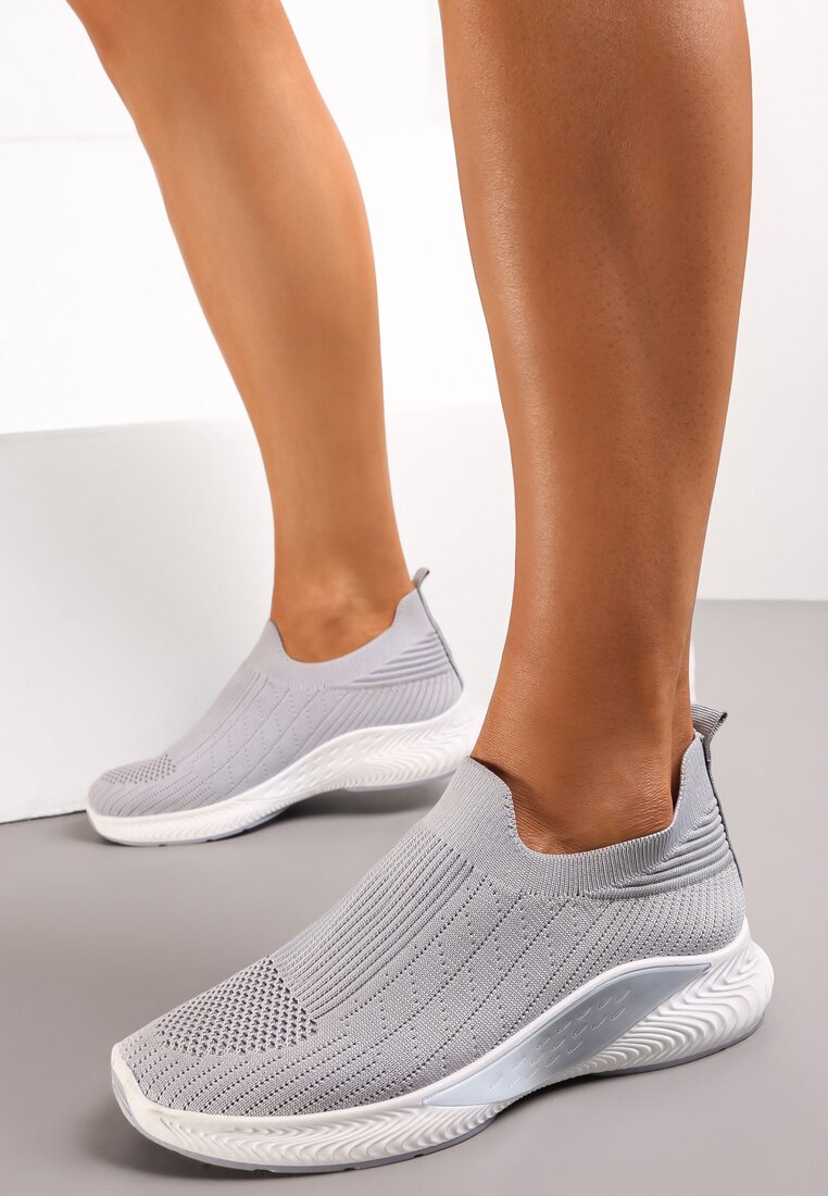 Încălțăminte Sport Gri cu Talpă Reliefată și Față Elastică Taiden