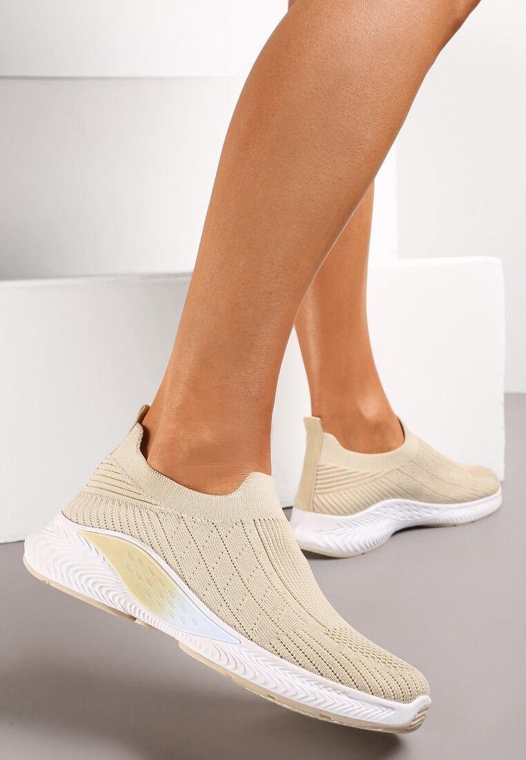Pantofi sport Bej cu talpă în relief și feță elastică Taiden