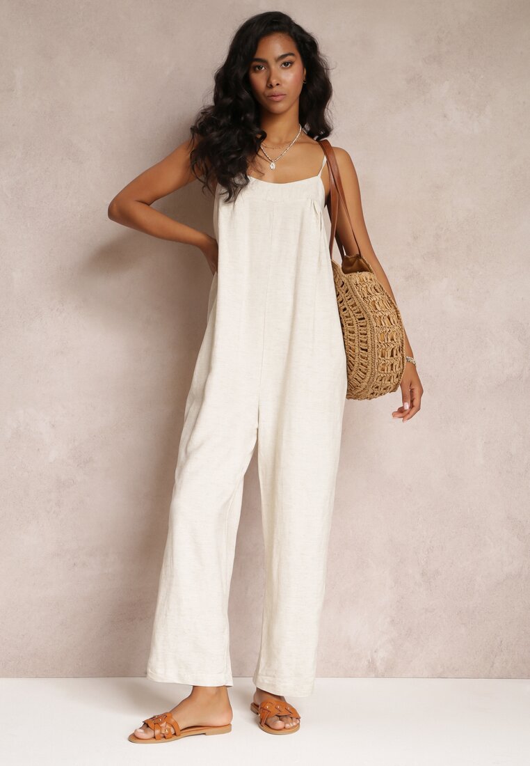 Salopetă Bej cu bretele reglabile cu picioare lungi din bumbac Myrcela