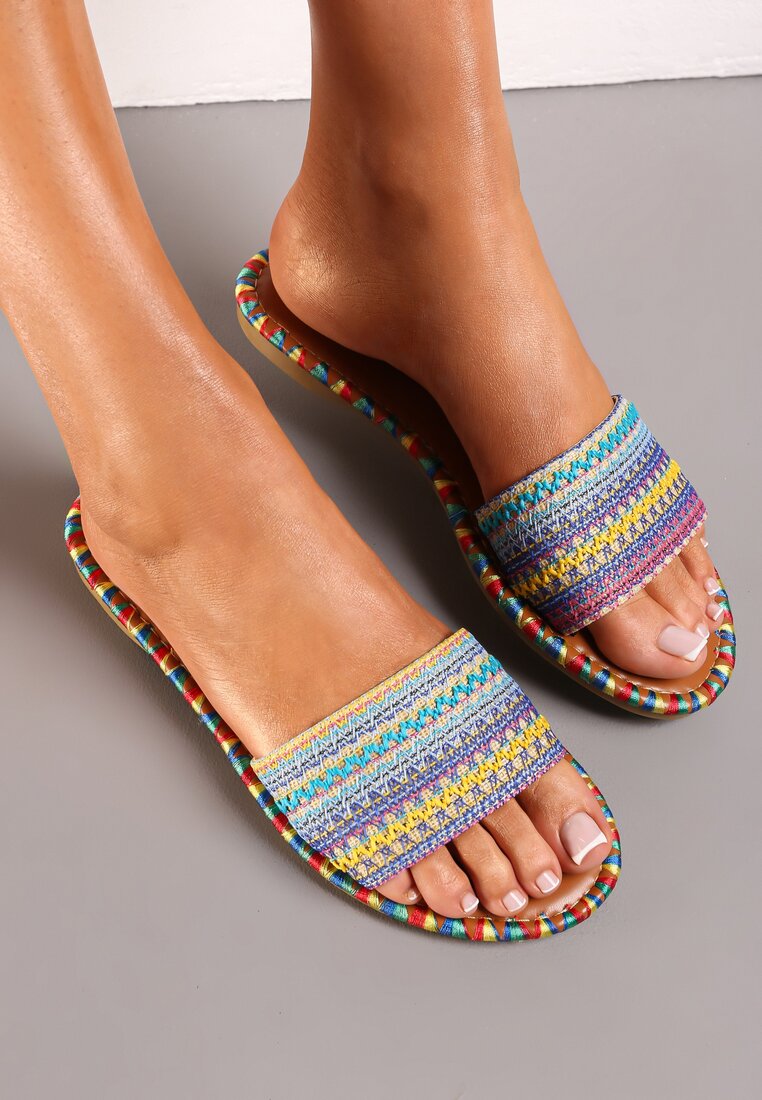 Papuci mov pe talpă plată cu împletitură Cannah