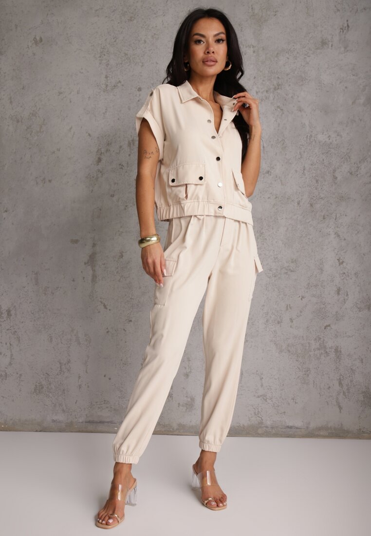 Compleu din două piese Bej cu Bluză și Pantaloni Ezrala