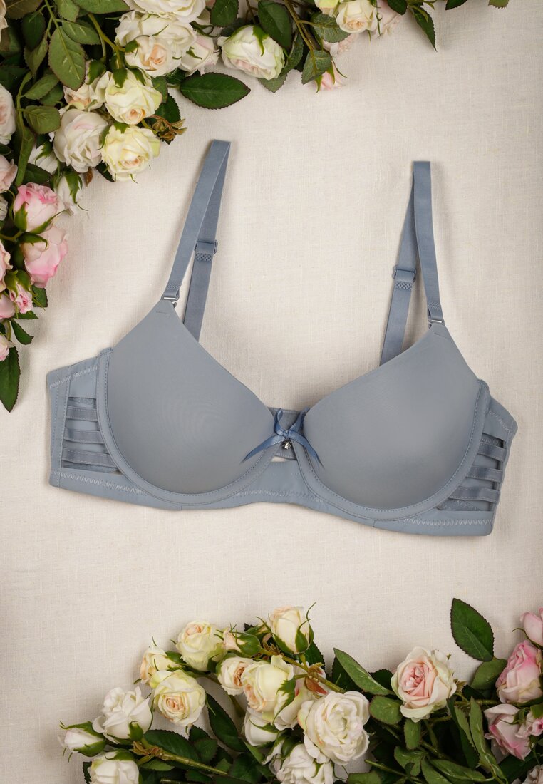 Sutien Albastru deschis Push-up Decorat Cu decupaje laterale Biathy