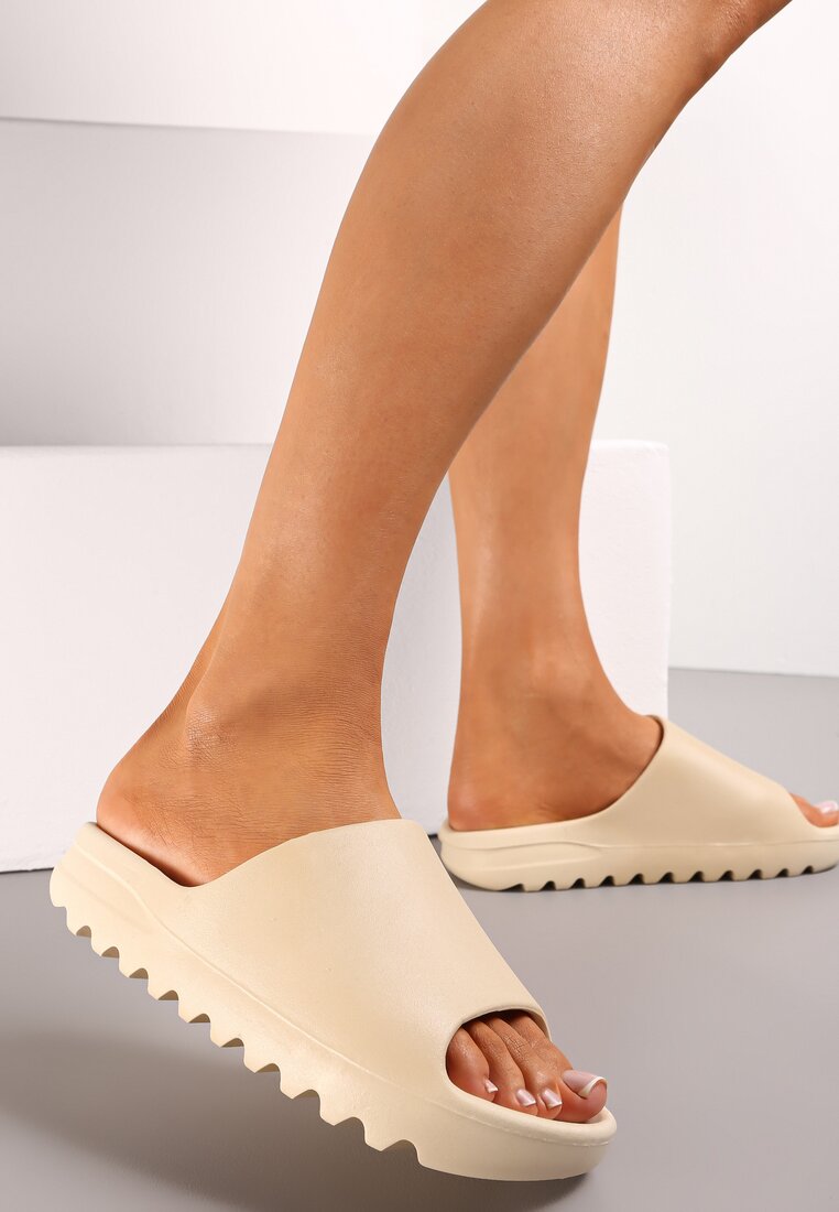 Papuci Bej din Spumă cu Vârf Deschis Birea