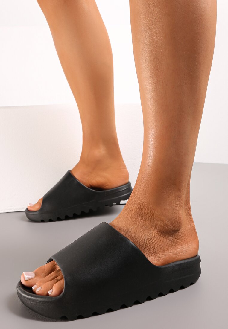 Papuci Negri din Spumă cu Vârf Deschis Birea