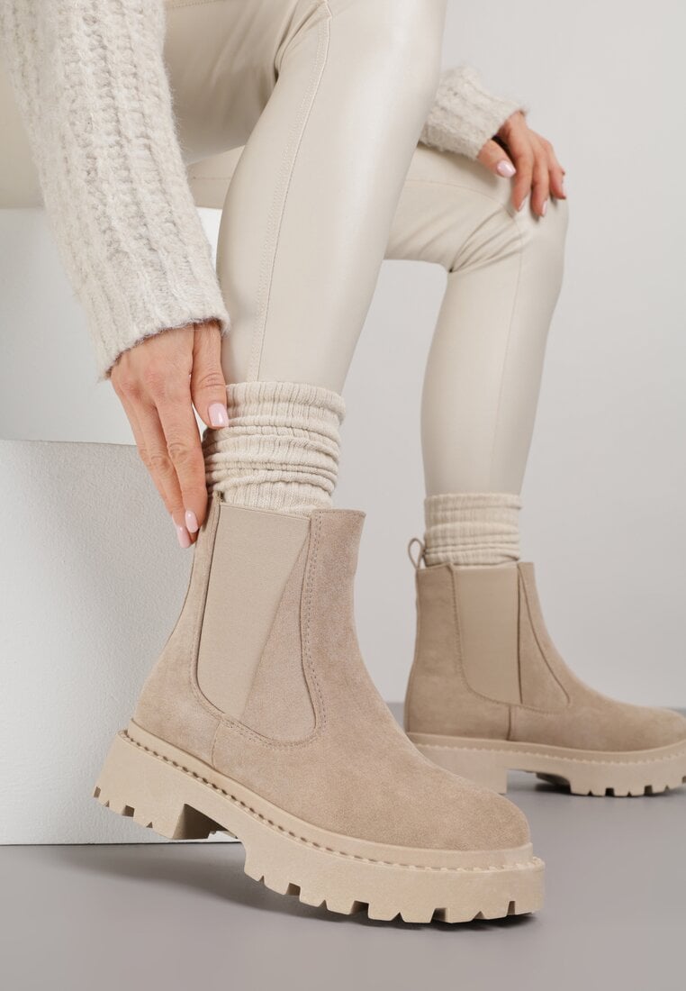 Ghete Chelsea Bej pe Talpă Groasă Gosoga