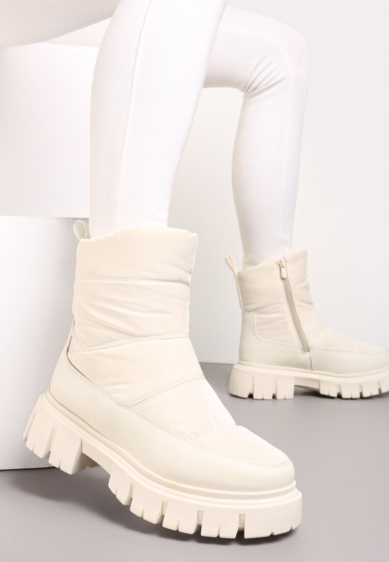 Ghete de zăpadă Bej până la gleznă cu matlasare și platformă joasă Laugas