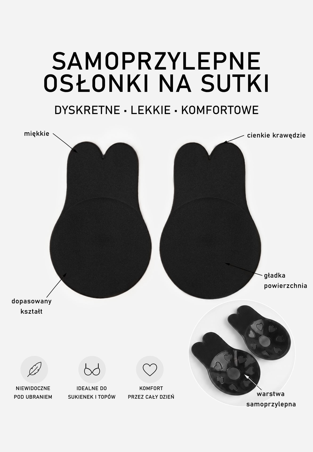 Sutien Negru Autoadeziv 2 Plăcuțe Myrthe