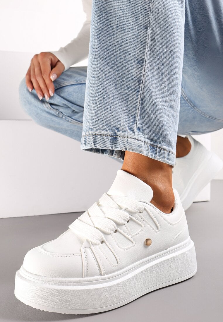 Adidași Albi cu Talpă Groasă sub Gleznă Alisis