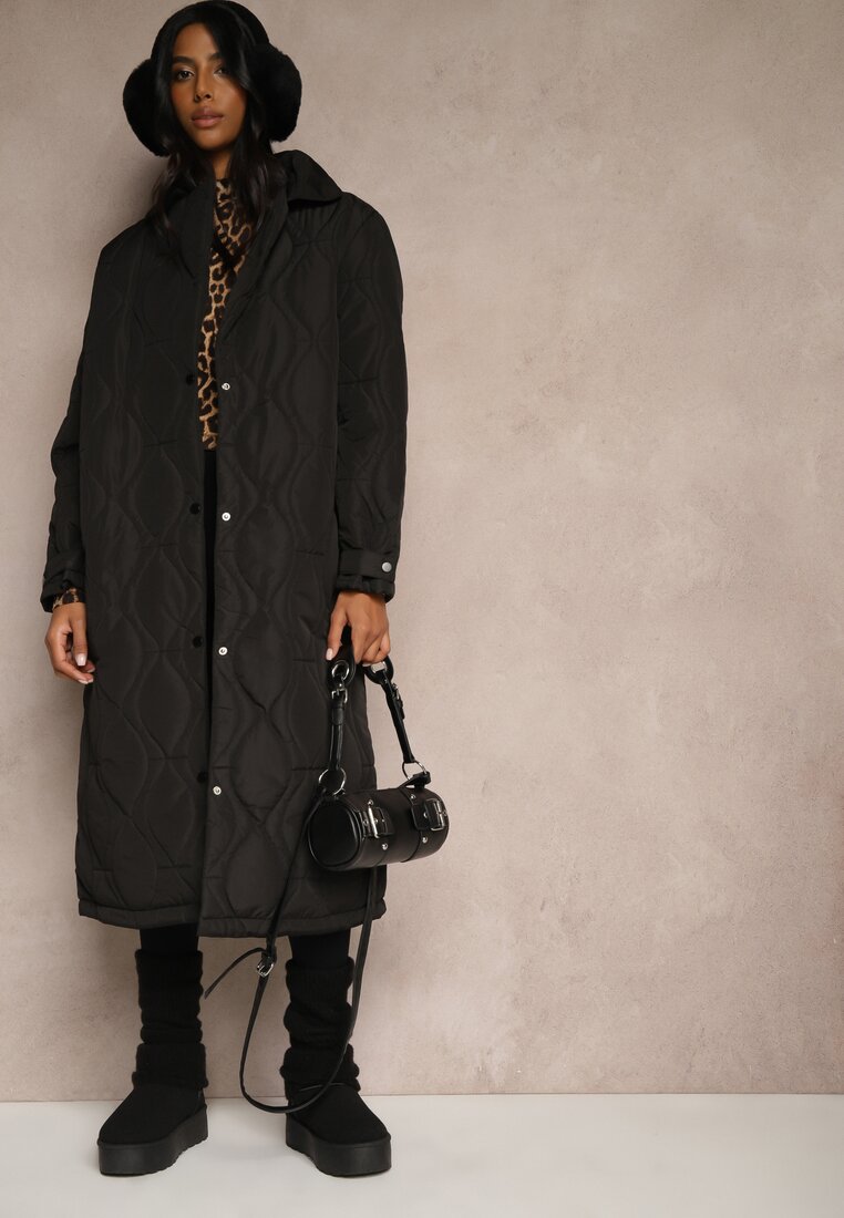 Palton Geacă Lungă Neagră Matlasată Hamid