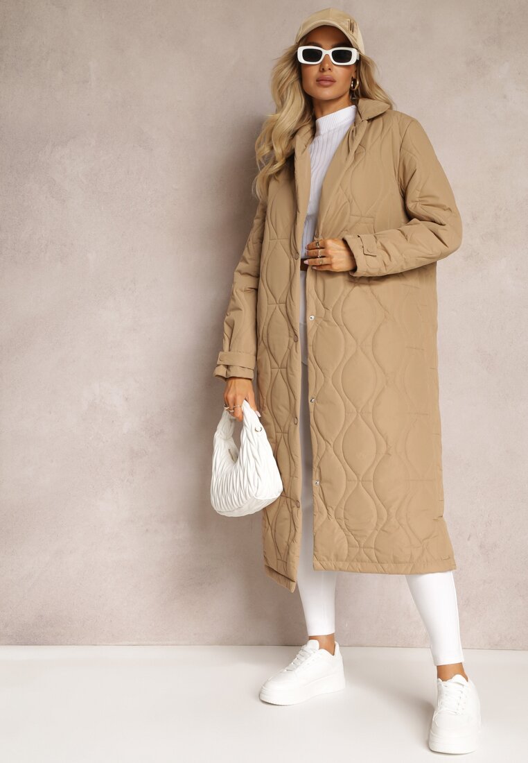 Palton Jachetă Bej Lung Matlasat Hamid