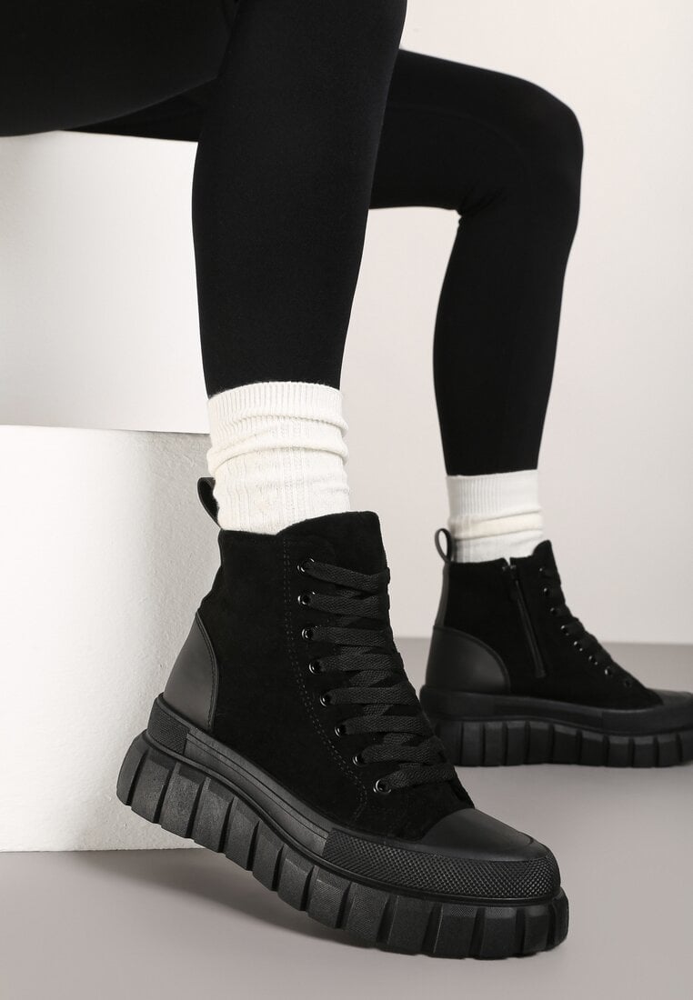 Botine Negre la gleznă pe platformă Viuana